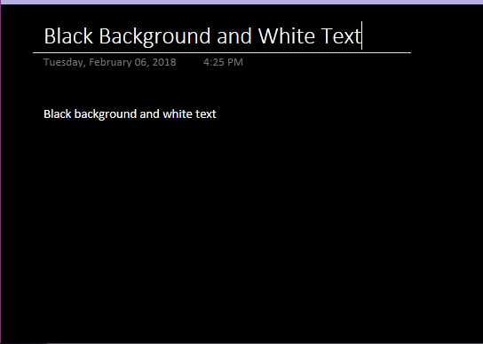 OneNote Black Backgound and White Text Template