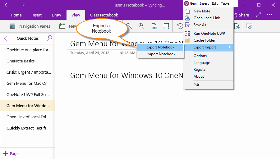 UWP Export OneNote Notebook As ZIP File That Contains one Files 