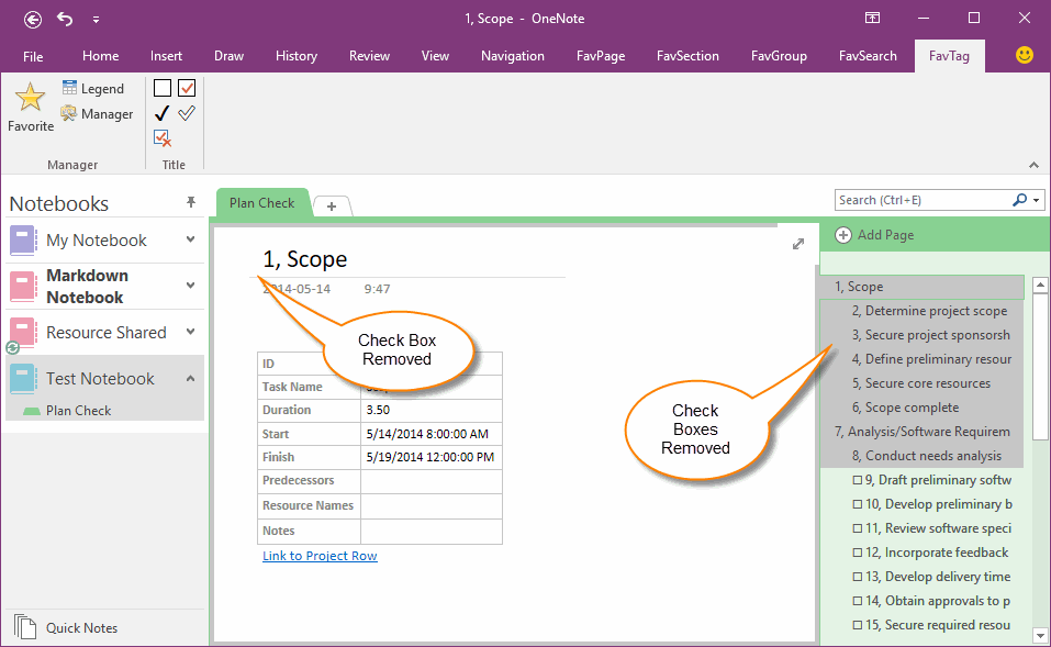 Insert Check Box Into OneNote Page Title For Project The Check Box 