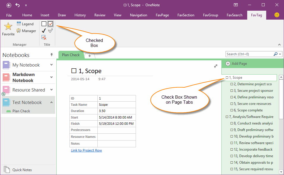 Insert Check Box Into OneNote Page Title For Project The Check Box 