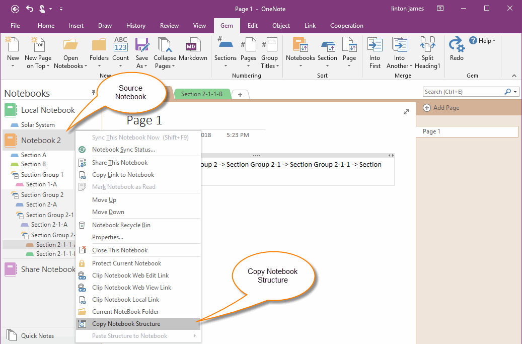 How To Merge 2 Notebooks In OneNote Office OneNote Gem Add Ins