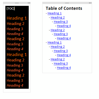 Markdown Table of Contents