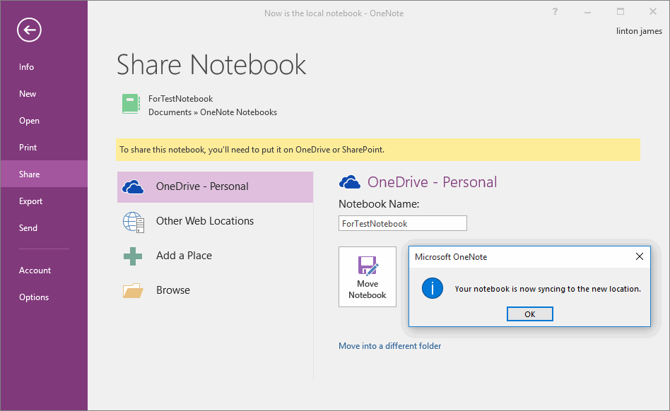 How To Move OneNote Notebook Between Local Disk Personal OneDrive And 