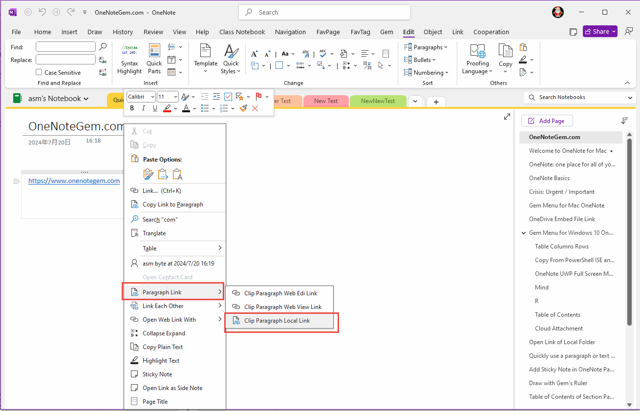 Clip Paragraph Local Link