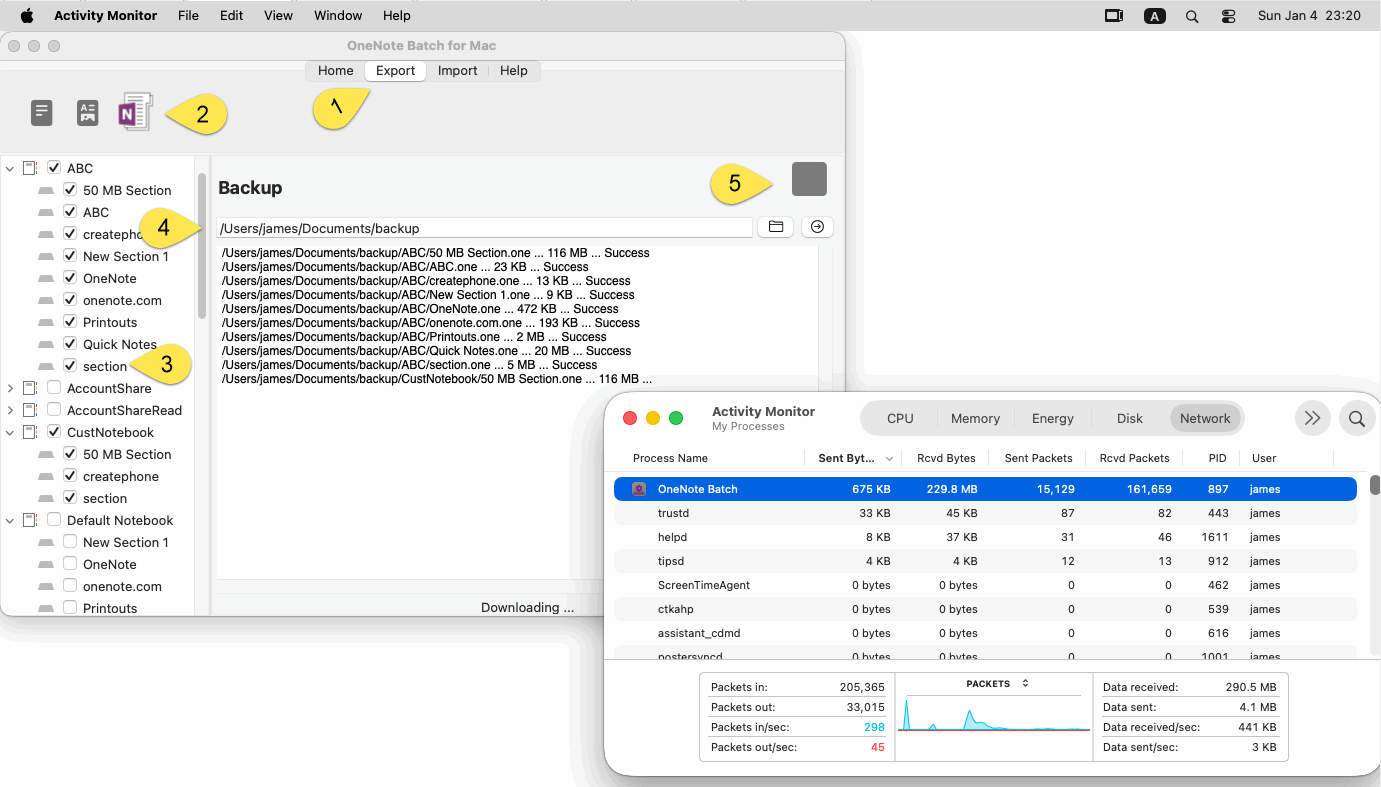 Backup the Specified Notebooks and Sections