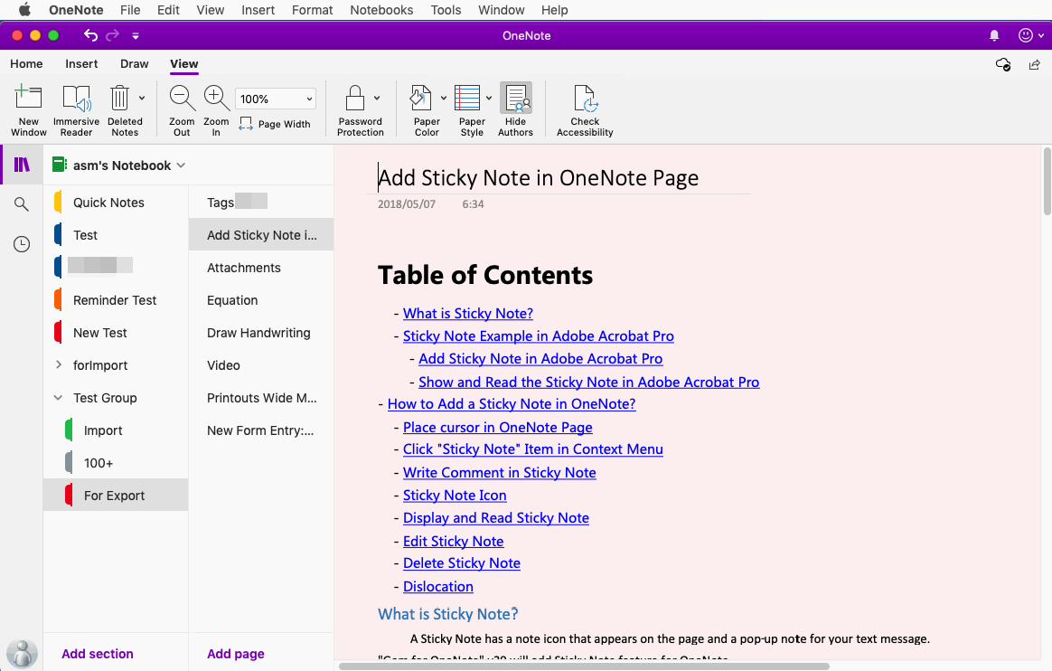 The Notebook of Mac OneNote
