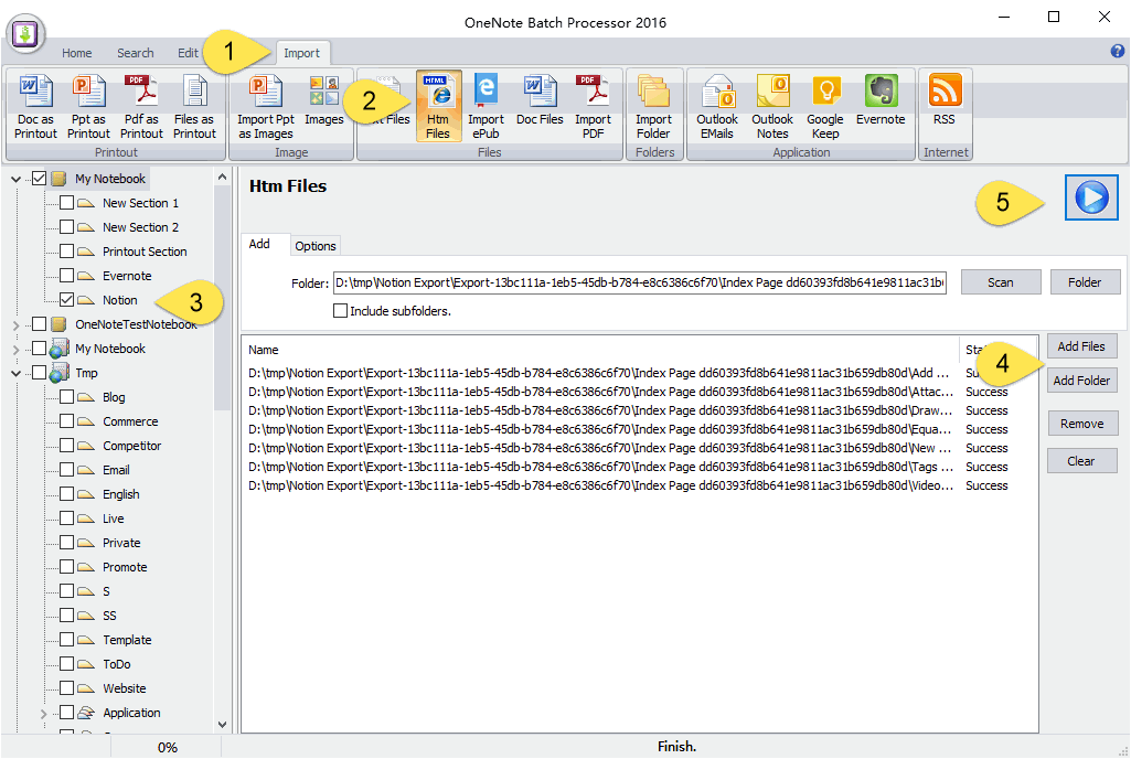 Use OneNote Batch to Import HTML Files