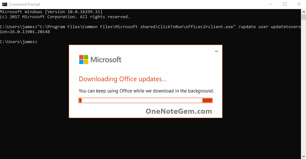 Use the command line to downgrade the OneNote version.