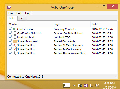 Auto OneNote with Tasks