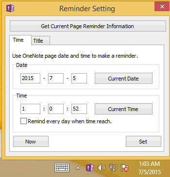 Build Reminder with OneNote Page Time