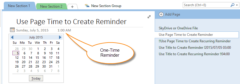 Setting One-Time Reminder