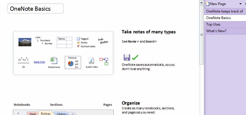 OneNote 2010 General Section