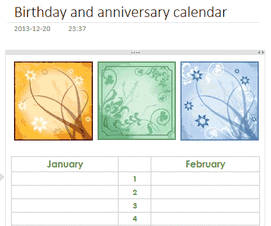 Birthday and anniversary calendar Template