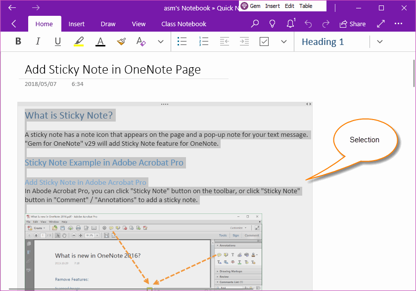 Select Some Text in OneNote UWP