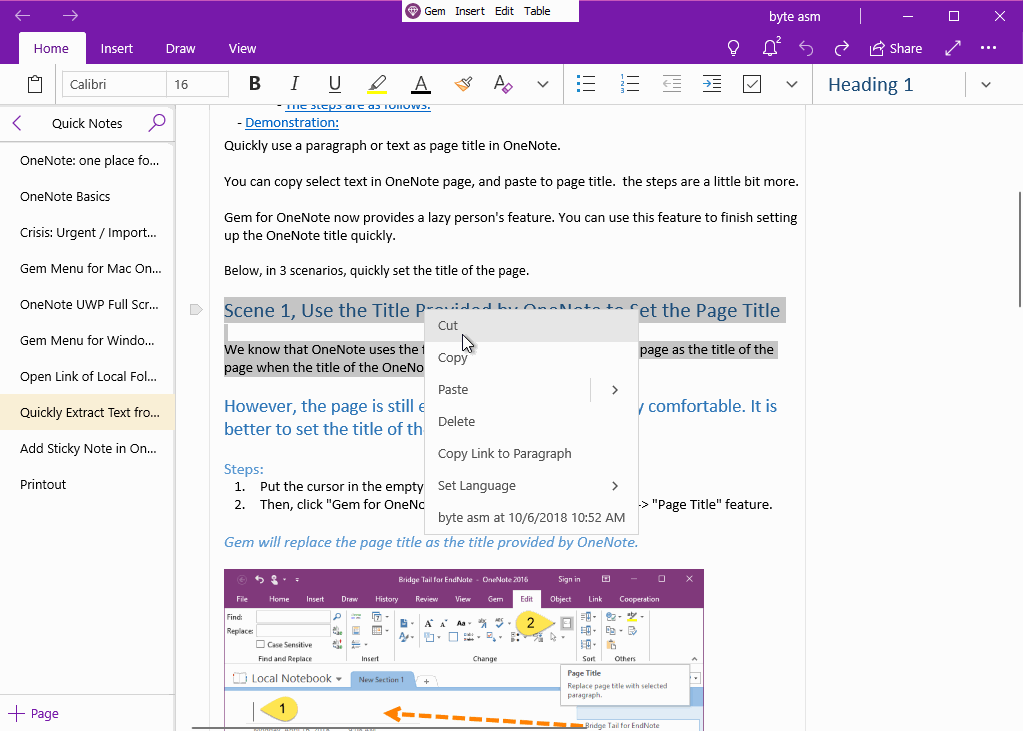 Use “Copy Plain Text” feature of “Gem Menu for OneNote UWP” to copy content from OneNote for Windows 10, and paste to twitter.com as plain text.