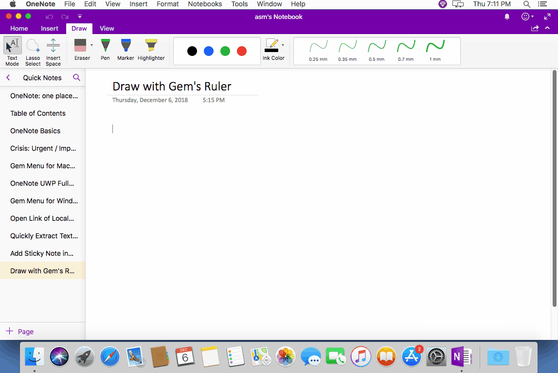 Use multiple Gem rulers to help OneNote for Mac assistance, boundaries, and easy drawing.
