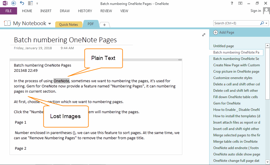 PDF Saved as Plain Text in OneNote