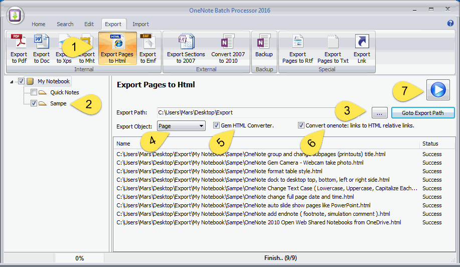 Export OneNote Pages to HTML Files Using Gem HTML Converter