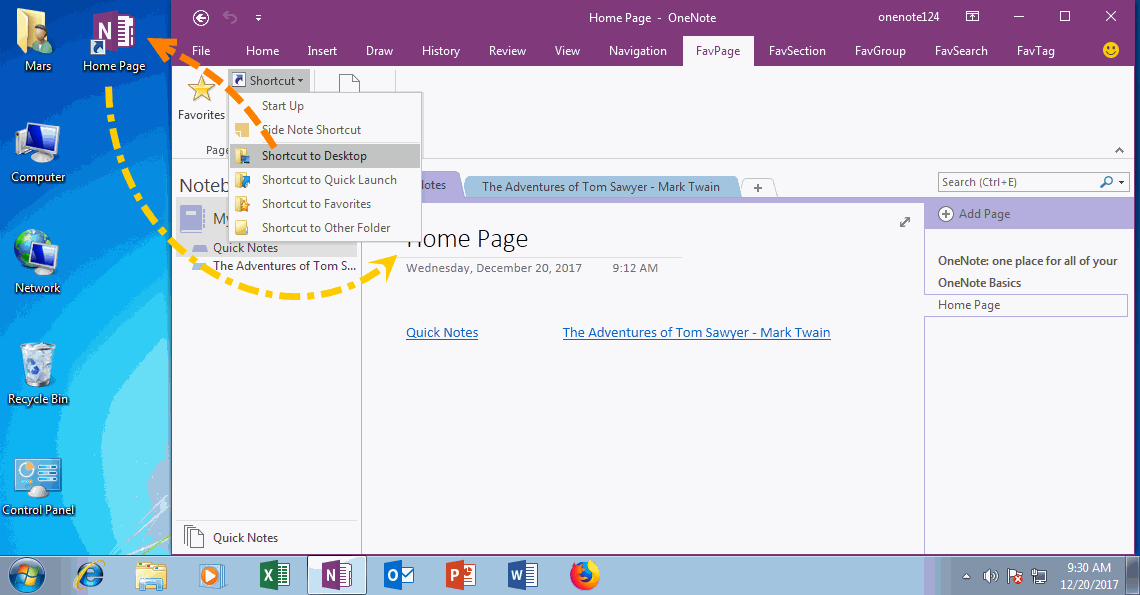 OneNote Home Page