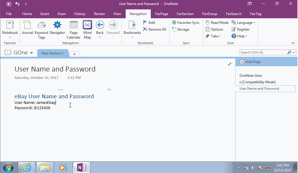 How to Using Ctrl+Shift+V to Paste User Name & Password into Website Login Interface at One Time from OneNote?
