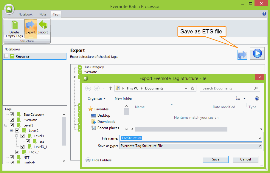 Export Tag Structure from Evernote