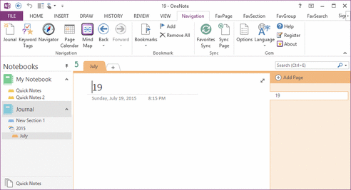 Create Daily Journal Page on OneNote Ribbon