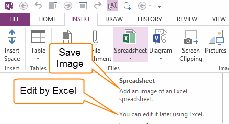 Spreadsheet is image in OneNote