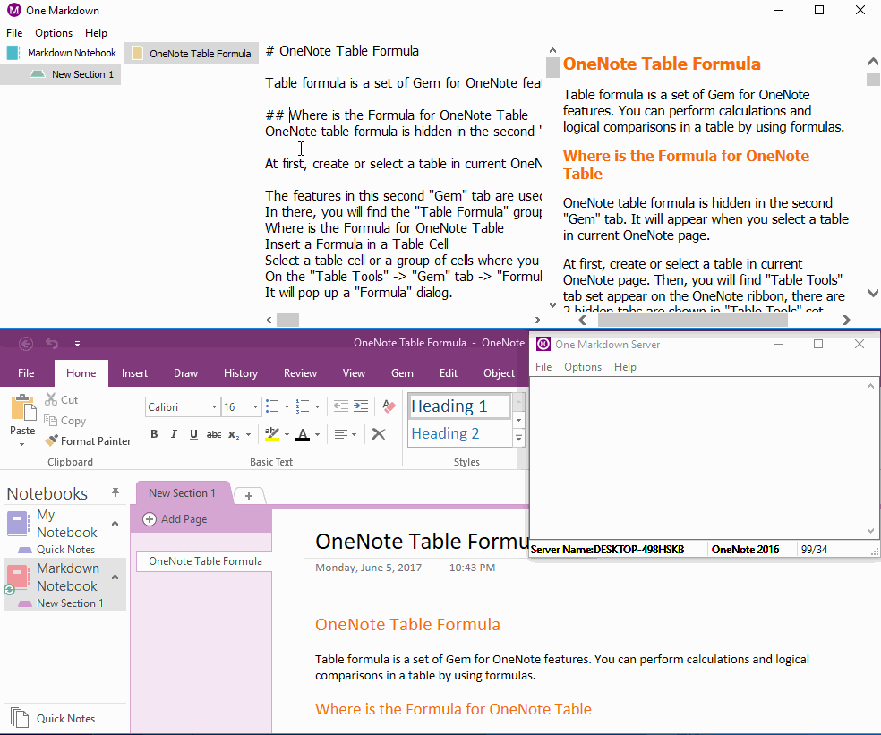 Heading Anchors -> One Markdown -> One Markdown Server -> OneNote