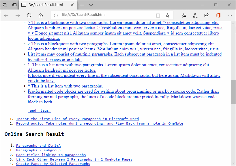 SearchResult also Saved Search Results of OneNote Notebooks on OneDrive 