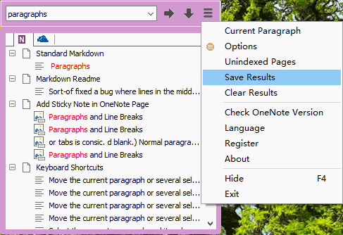 Search the OneNote Pages and Save the Results 
