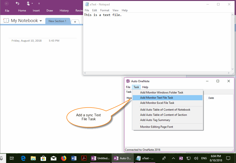 Create a Task to Monitor a Text File in The Auto OneNote Tool
