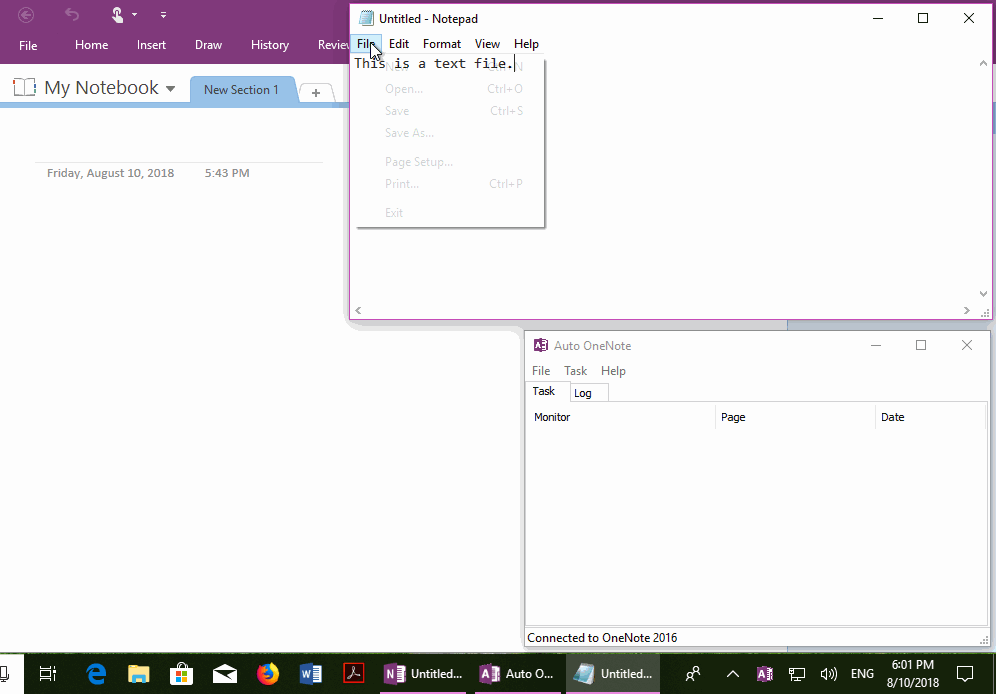 Automatically synchronizes the contents of a text file into OneNote by using the Auto OneNote Tool.