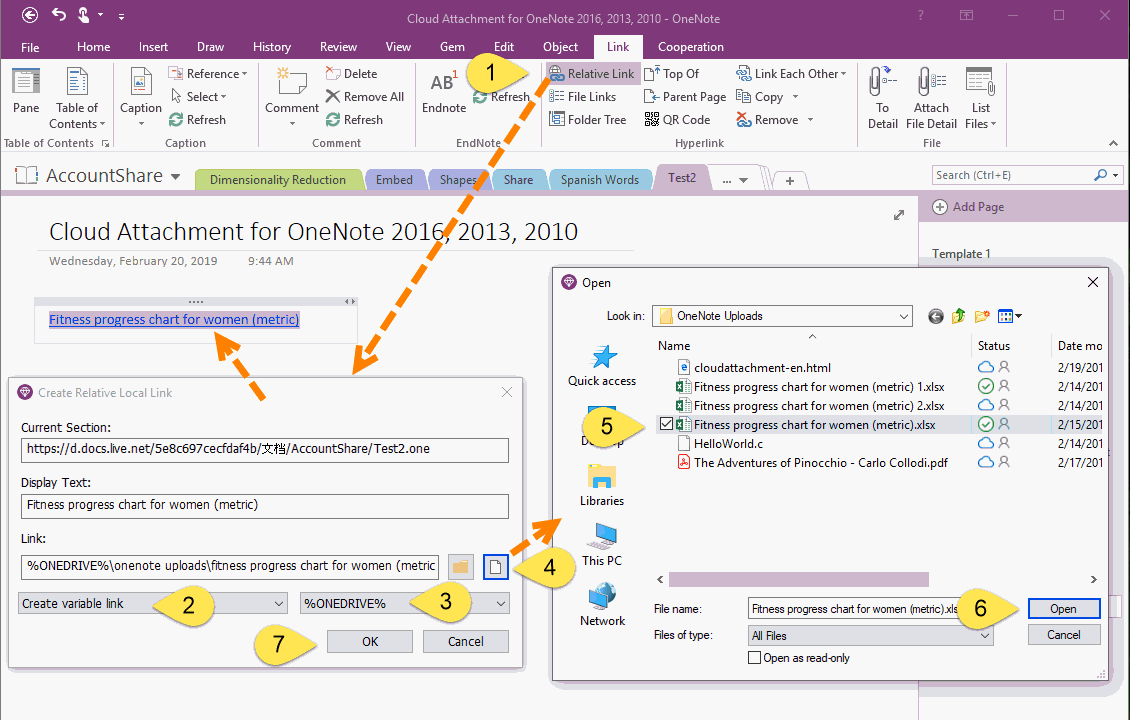 Insert %ONEDRIVE% Variable Link Using Gem’s Relative Link Feature 