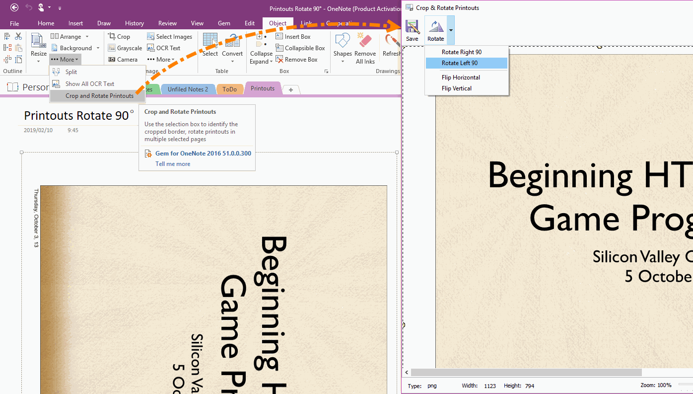 Print PDF to OneNote is Rotated 90 Degrees 
