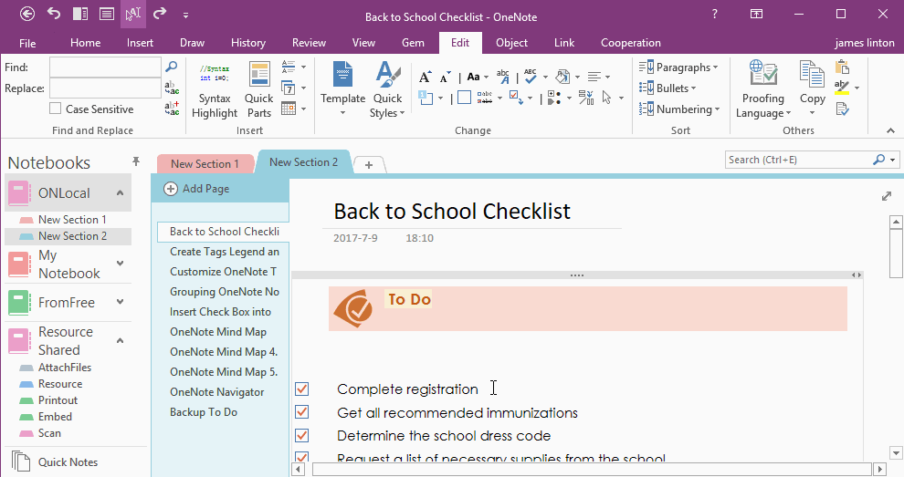 Quickly Move and Backup Complete To Do to Other OneNote Page