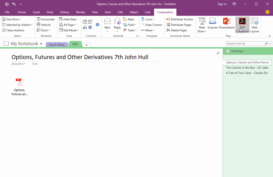 View and Annotate PDF Attach File inside OneNote