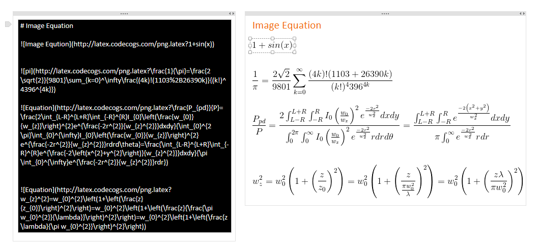 OneNote Markdown Image LaTeX Equation