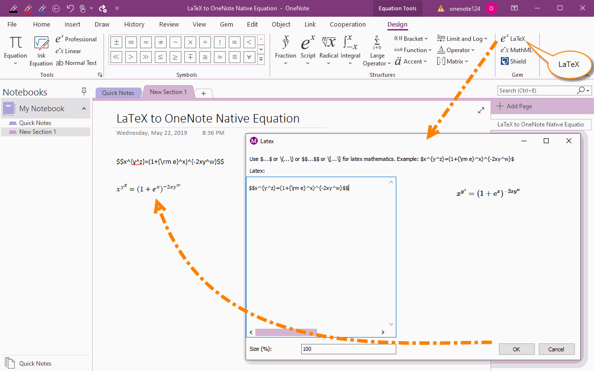 Convert LaTeX from Webpage to OneNote's Native Equation