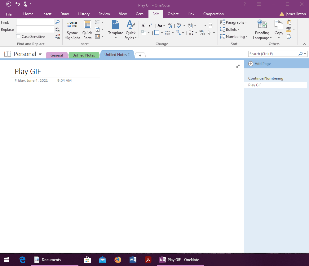 Use Gem Add-in to open GIF image from OneNote to view motion image.