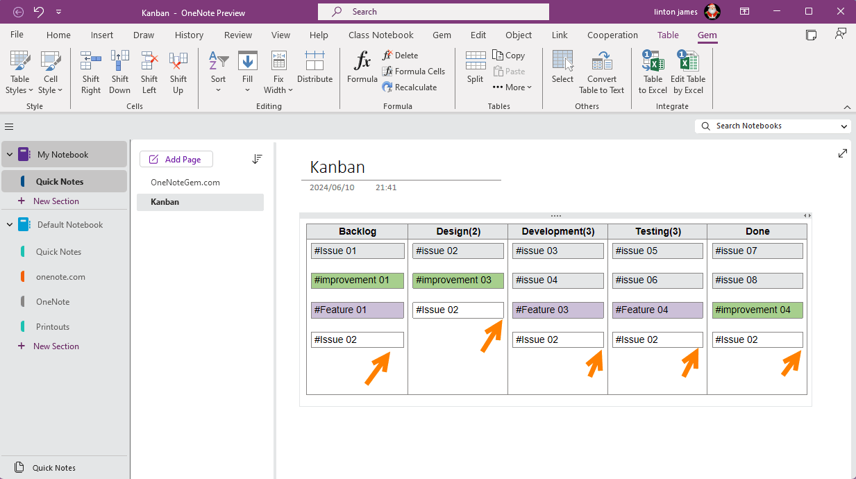 OneNote Kanban Apply: Adjust the Width of all Subtables to Fit the ...