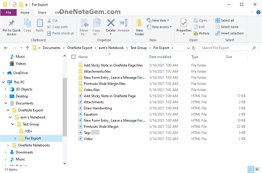 The Folder Tree Structure on Windows and Its HTML Files