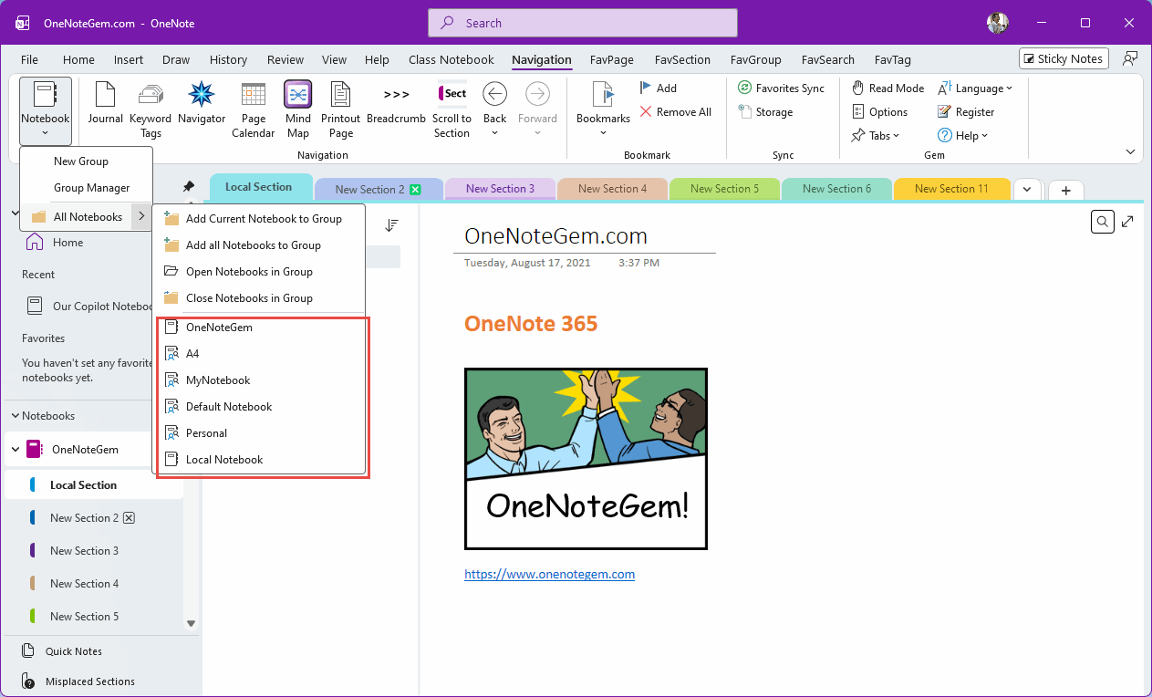 List all opened notebooks in the group