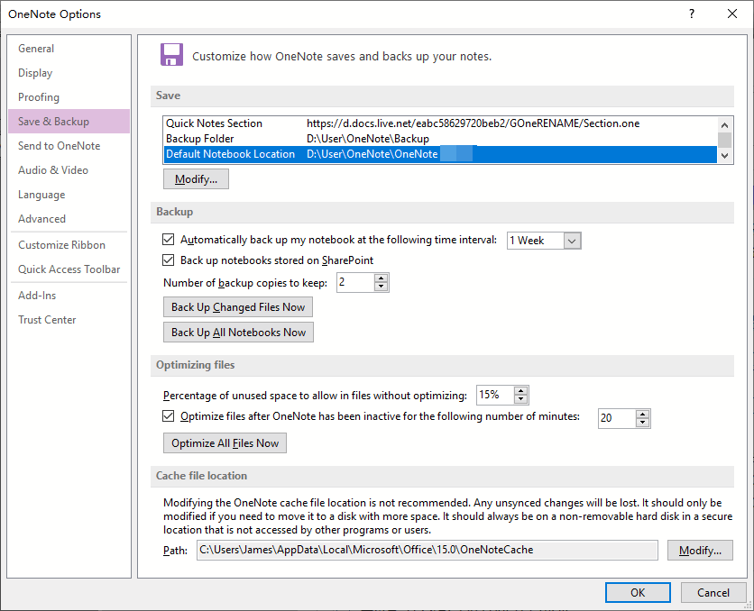 OneNote Has Set a New Default Notebook Location, why is it still Empty after Reopen Notebooks?