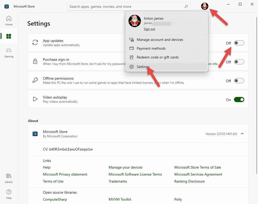 Turn off the Automatic Update Feature in the Microsoft Store