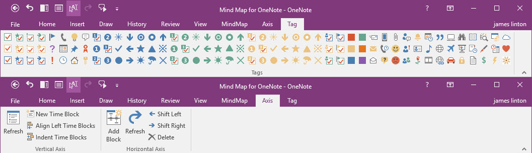OneNote Axis and Tag Tab